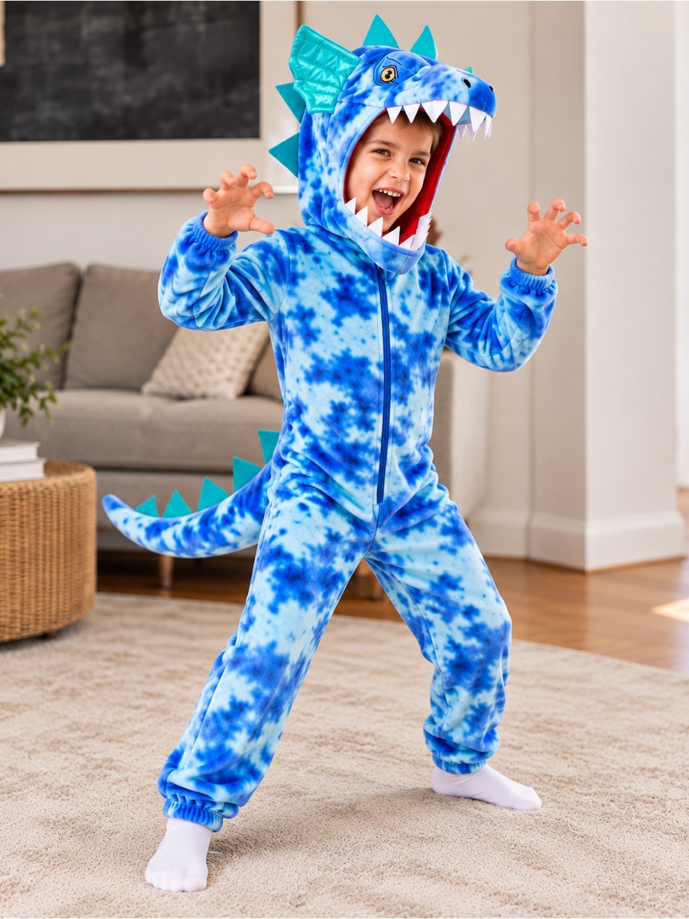 H&M Blue Tie-Dye Dinosaur One-Piece Costume